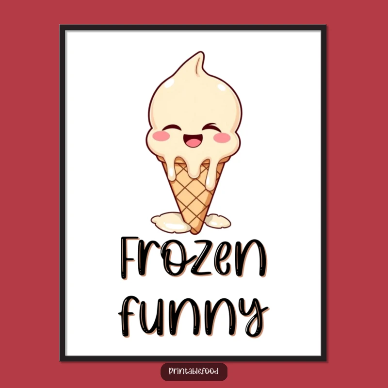 Funny Winking Ice Cream Digital Print: Instant Sweet Wall Decor!