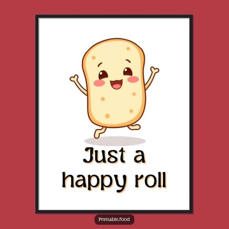 Funny Bread Roll Bounce Digital Art - Joyful Character Printable