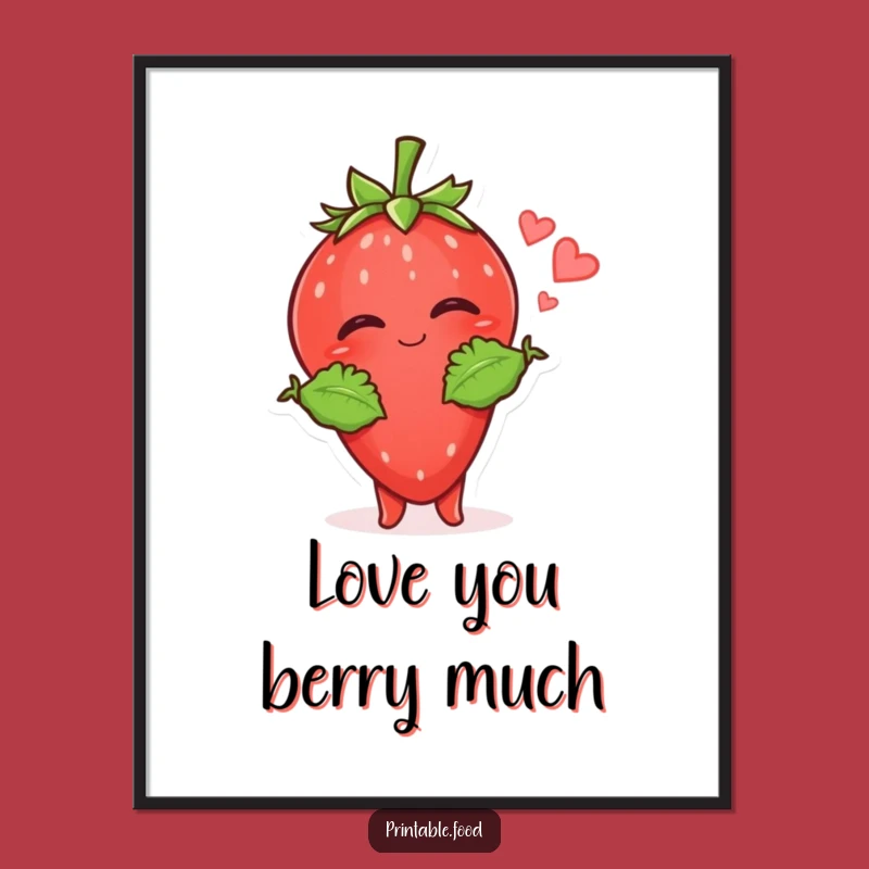 Funny Strawberry Kiss Digital Art: Instant Sweetness with a Giggling Character
