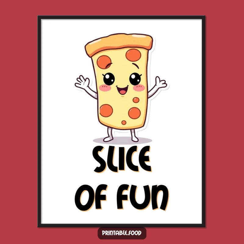 Funny Pizza Art Print: Giggling Dancer, Digital Kitchen Decor Gift