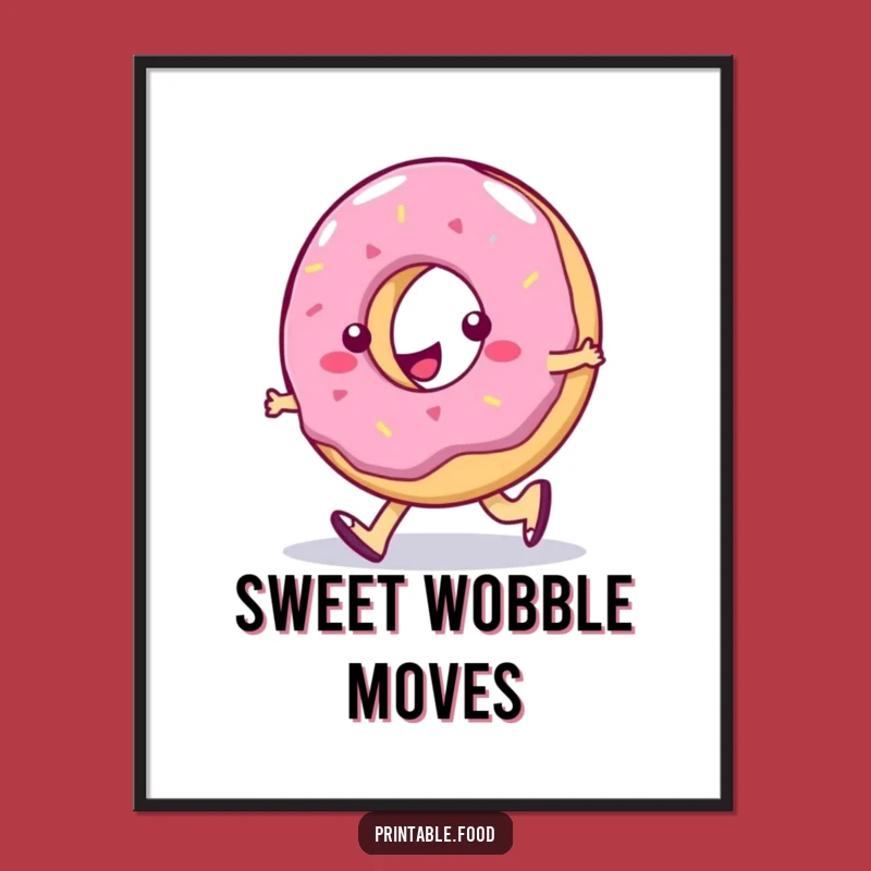 Funny Digital Art Print: Jelly Donut's Silly Walk, Instant Funny Gift for Decor