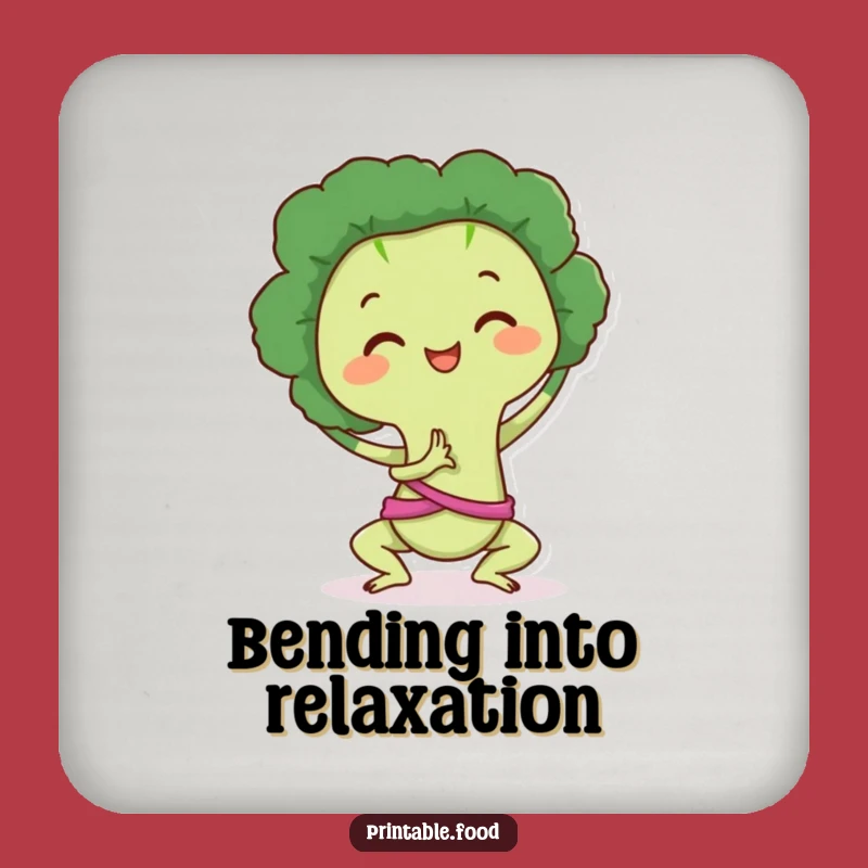 Funny Drink Coaster: Broccoli's Yoga Balance, Hilarious Funny Gift for Tables