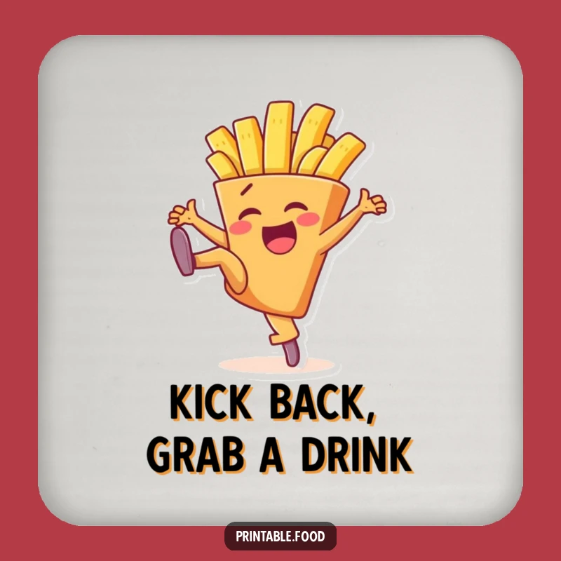 Funny High Kick French Fry Coaster Set - Hilarious Bar Decor & Table Protector Gift