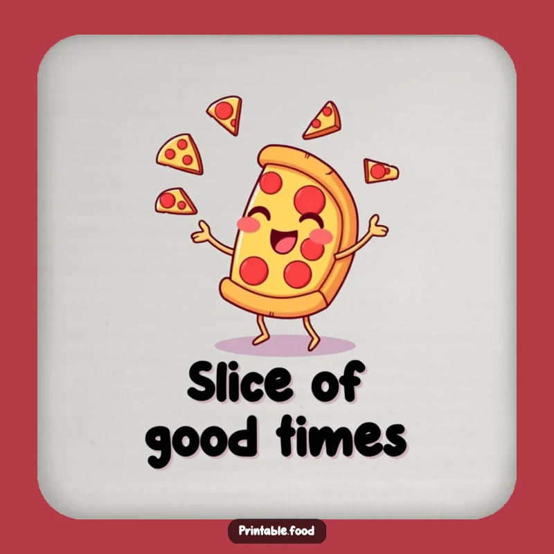 Funny Pizza Juggling Drink Coaster: Protect Surfaces with Humor