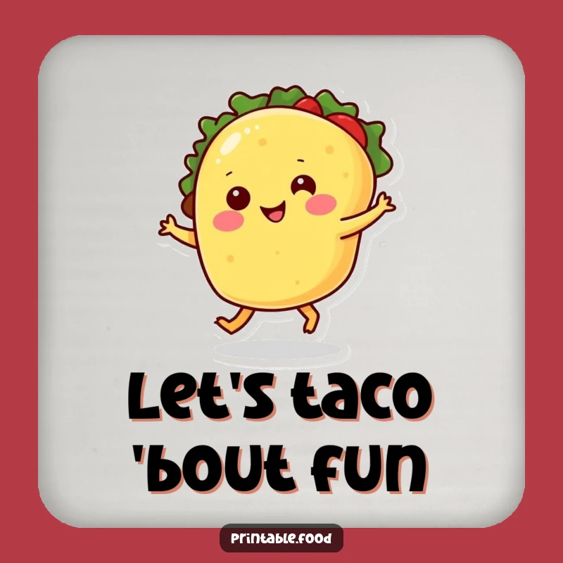 Funny Smiling Taco Coaster: Dancing Food Drink Protector, Humorous Gift