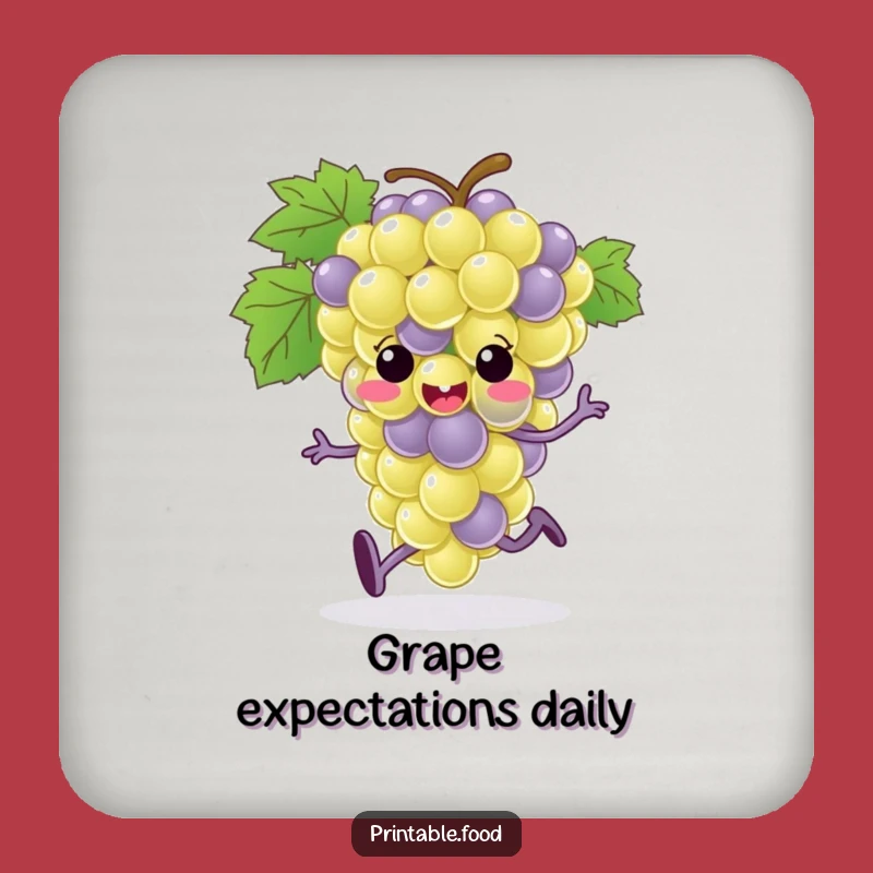 Funny Grape Bunch Running Coaster: Protect Surfaces with Hilarious Fruit Character Style