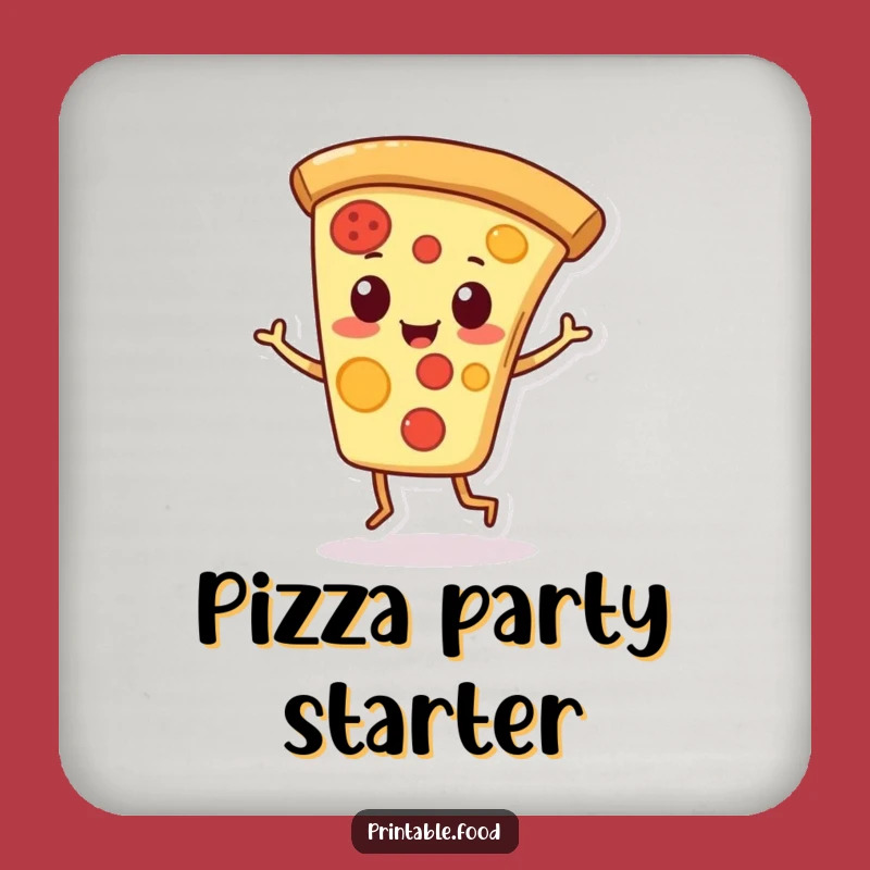 Funny Pizza Slice Coaster: Playful Character Jigs with Drinks, Humorous Decor Gift