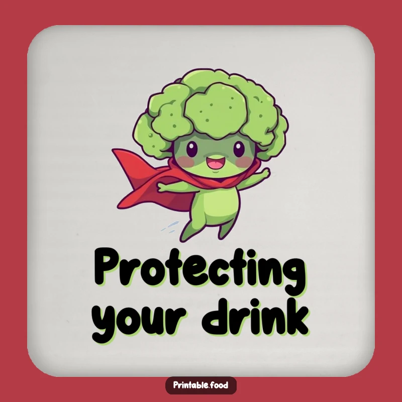 Funny Broccoli Superhero Coaster - Hilarious Drink Protector