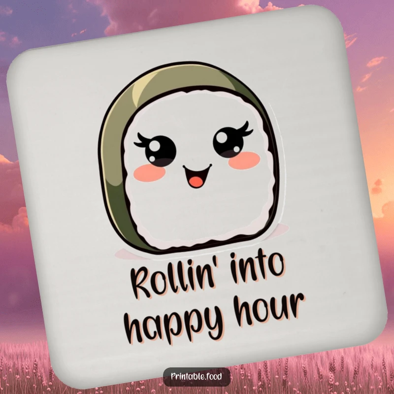 Funny Sushi Roll Coaster: A happy sushi roll with lively, wiggling eyes protects your surfaces with a wonderfully cheerful attitude.