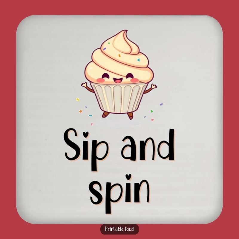 Funny Cupcake Sprinkle Spin Coaster - Protect Surfaces with Hilarious Sweetness