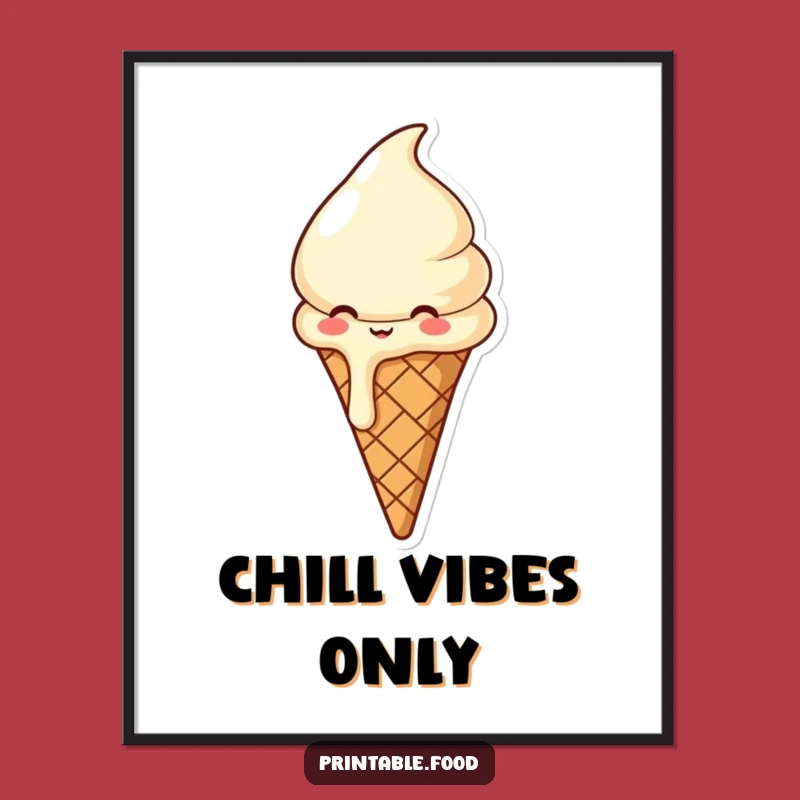 Funny Ice Cream Cone Poster: Decorate with Sweet Smiles, A Melty Delight for Your Walls