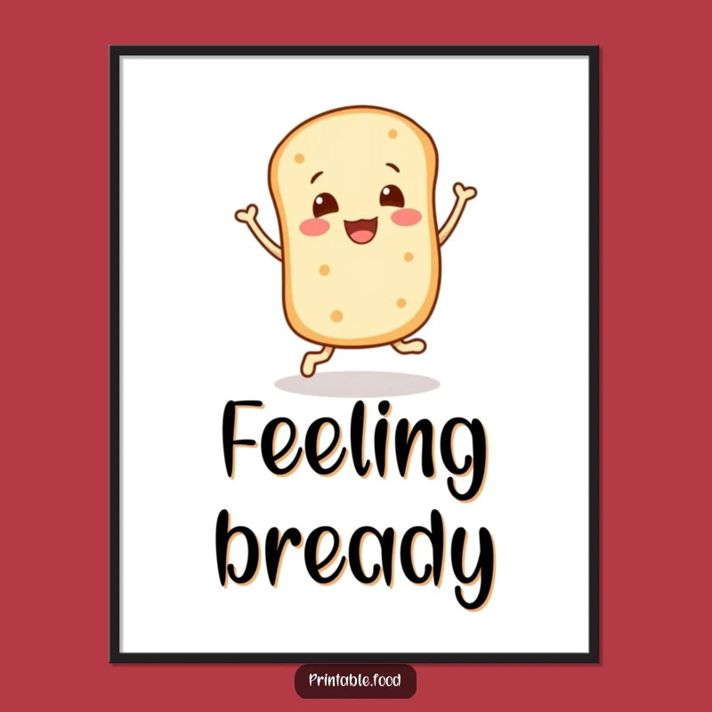 Funny Bread Roll Bounce Poster - Happy Character Wall Art