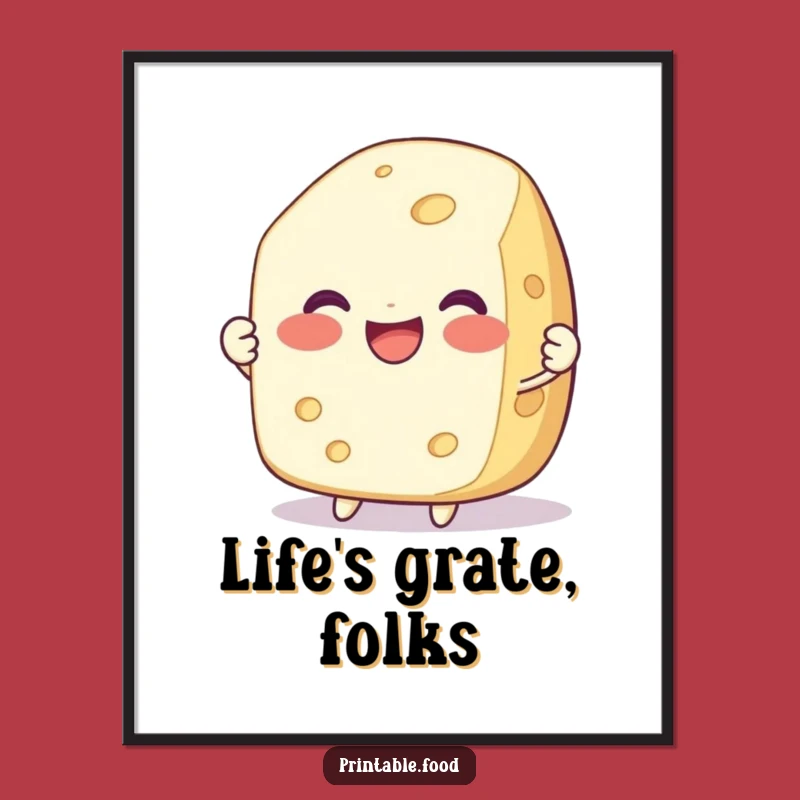Funny Delighted Cheese Pull Poster - Hilarious Dairy Wall Art Gift