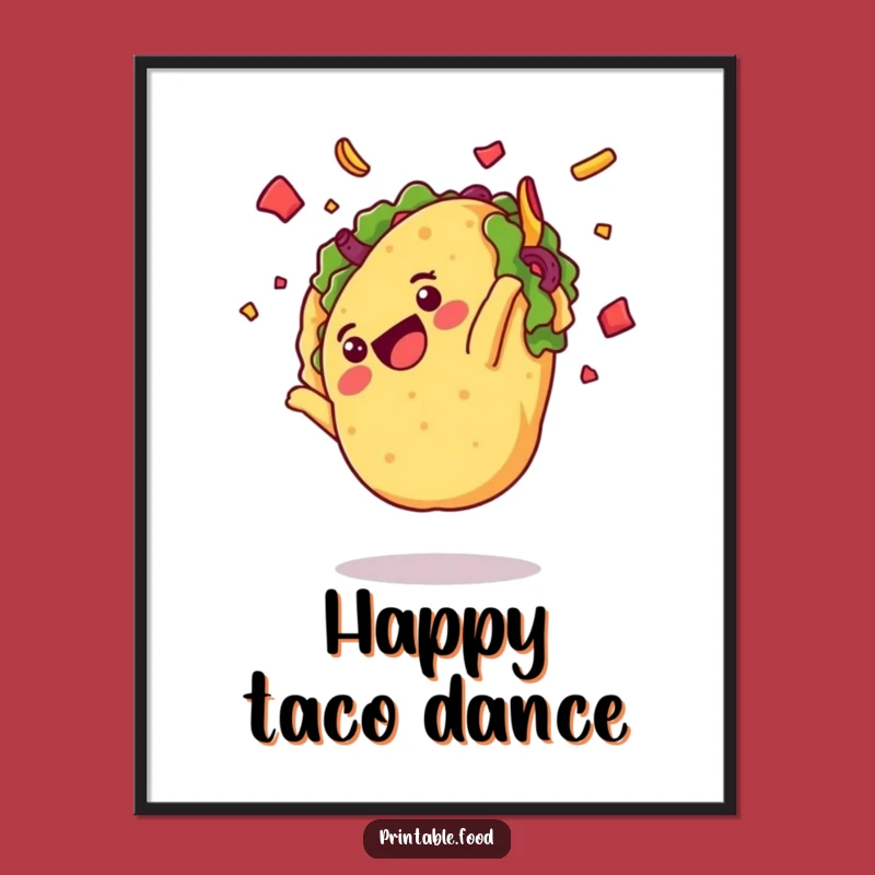 Funny Delighted Taco Somersault Poster - Vibrant Mexican Food Wall Art