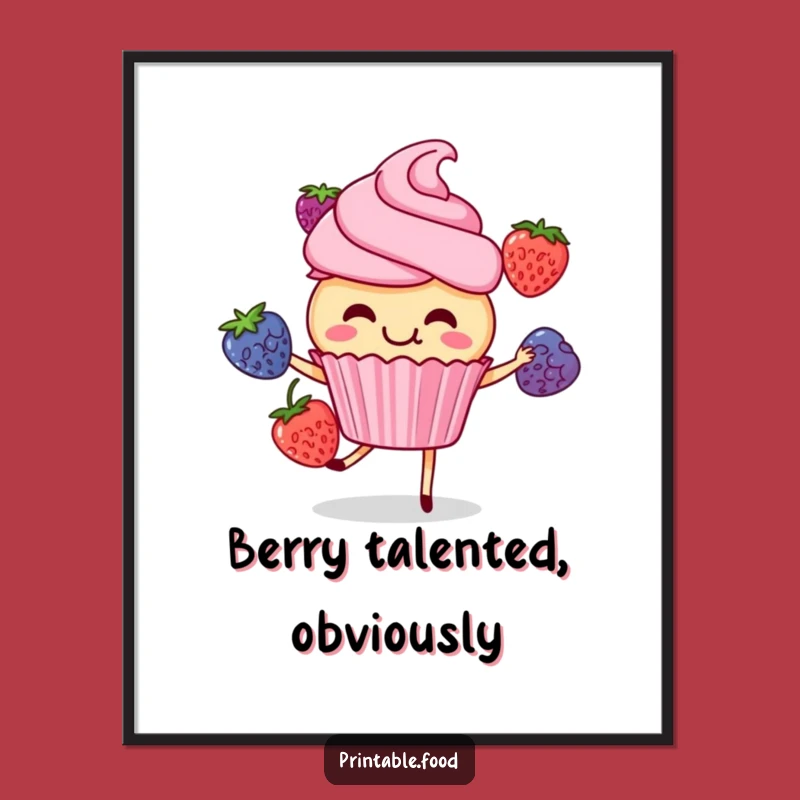 Funny Giggling Cupcake Poster: Sweet Art for Your Wall - Gift Idea