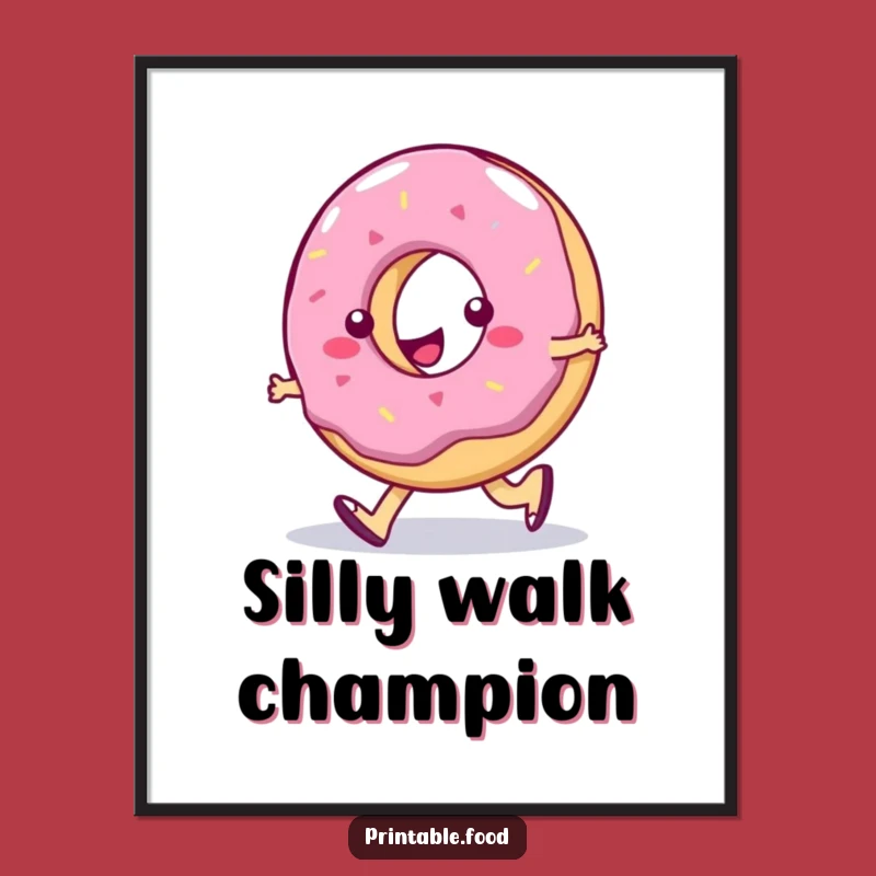 Funny Wall Art Poster: Jelly Donut's Silly Stroll, Hilarious Decor for Kitchens & Cafes