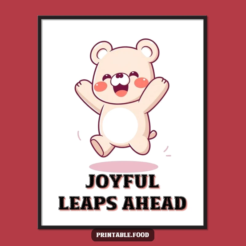Funny Playful Gummy Bear Poster: Bouncing Character Art, Unique Humorous Decor