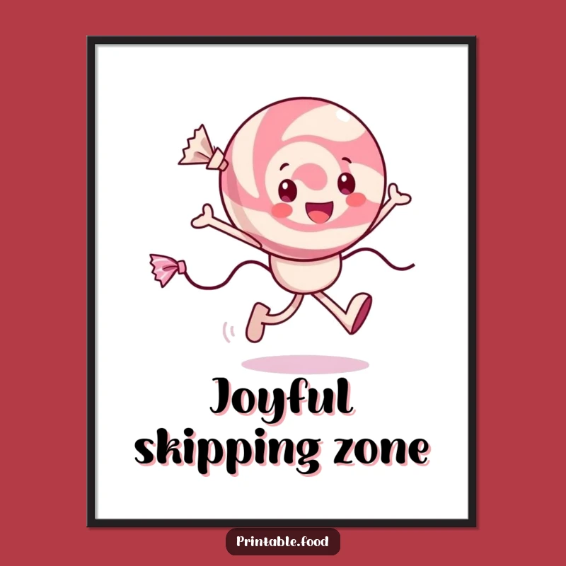 Funny Candy Poster: Cheerful Skipping Character, Wonderful Funny Gift for Walls