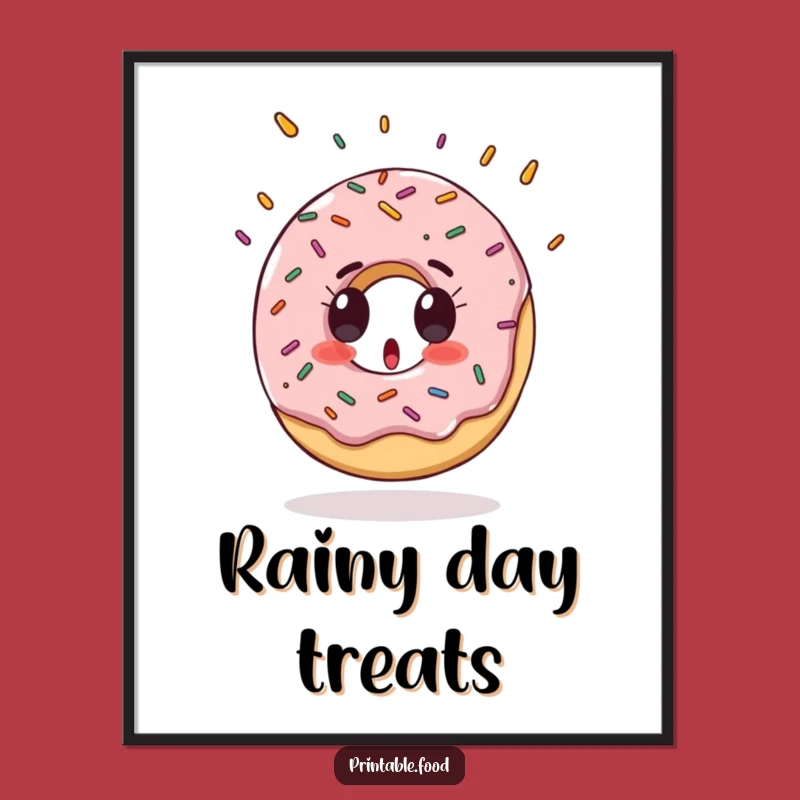 Funny Donut Art Poster: Surprised Sprinkles, Perfect Kitchen Decor Gift