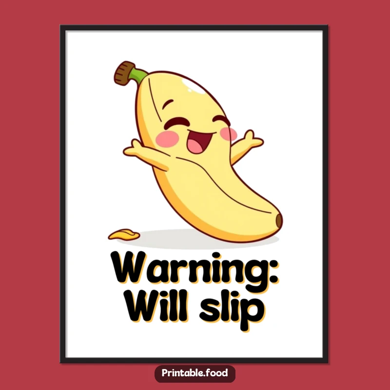Funny Banana Slip Poster - Giggling Character Wall Art