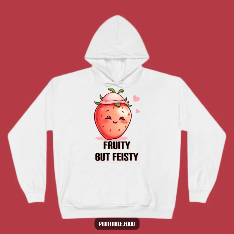 Funny Winking Strawberry Hat Hoodie - Cozy Cute Fruit Character Apparel