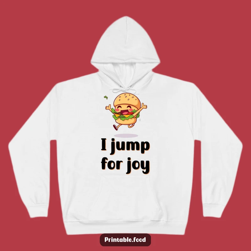 Funny Burger Hoodie: Cozy Leaping Character, Ideal Funny Gift for Chilly Days