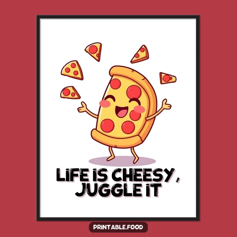 Free Printable Wall Art: Pizza Juggler Funny Downloadable Art for Home Decor