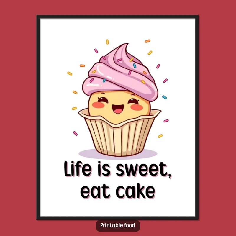 Funny Free Printable Wall Art: Cupcake Confetti Celebration Downloadable Decor Party Art