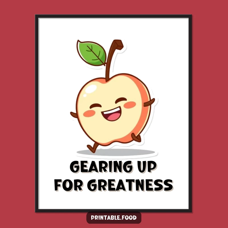 Free Printable Rolling Apple Art - Energetic & Funny Downloadable Decor