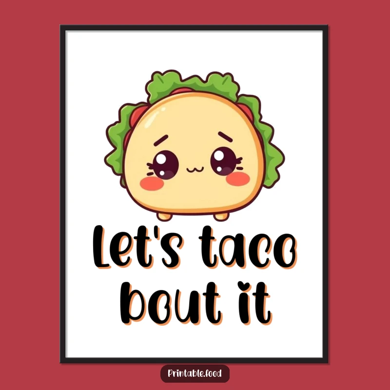 Funny Free Printable Wall Art: Surprised Taco - Quirky Downloadable Decor!