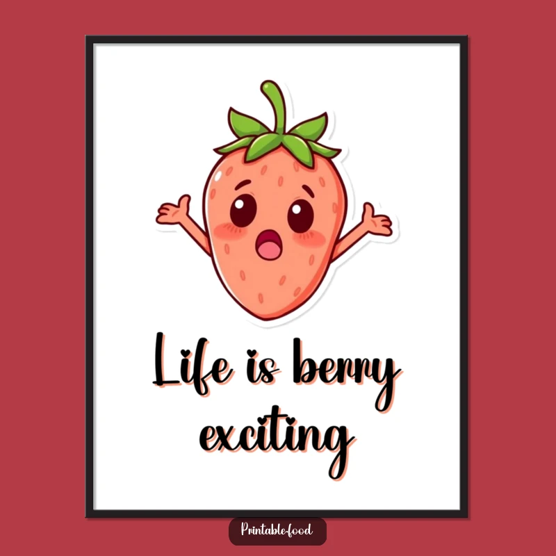 Free Printable Wall Art: Surprised Strawberry Sweetness Funny Downloadable Decor