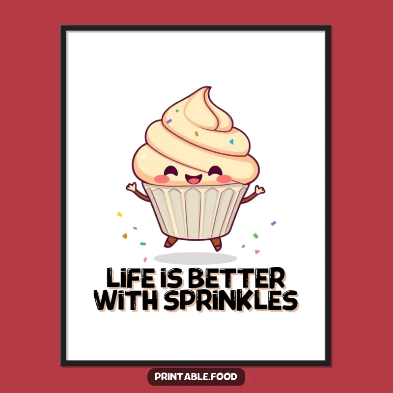 Free Printable Wall Art: Spinning Cupcake Art, Humorous Downloadable Decor for Your Home