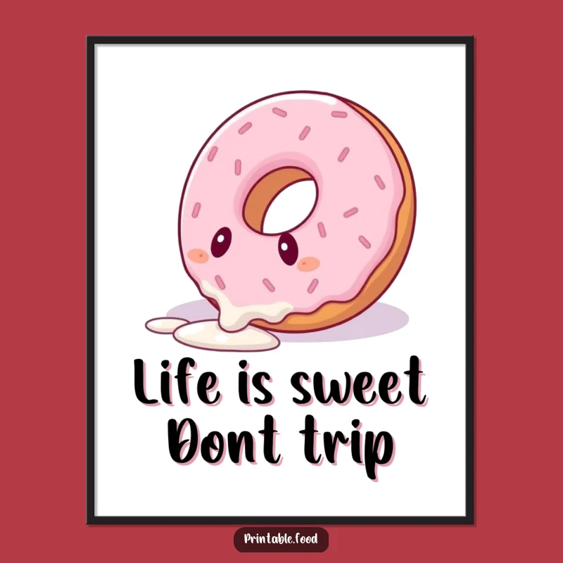 Funny Free Printable Wall Art: Tripping Donut, Icing Drizzle Fail, Humorous Food Downloadable Decor