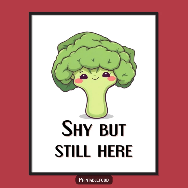 Free Printable Shy Broccoli Art - Adorable & Funny Downloadable Decor