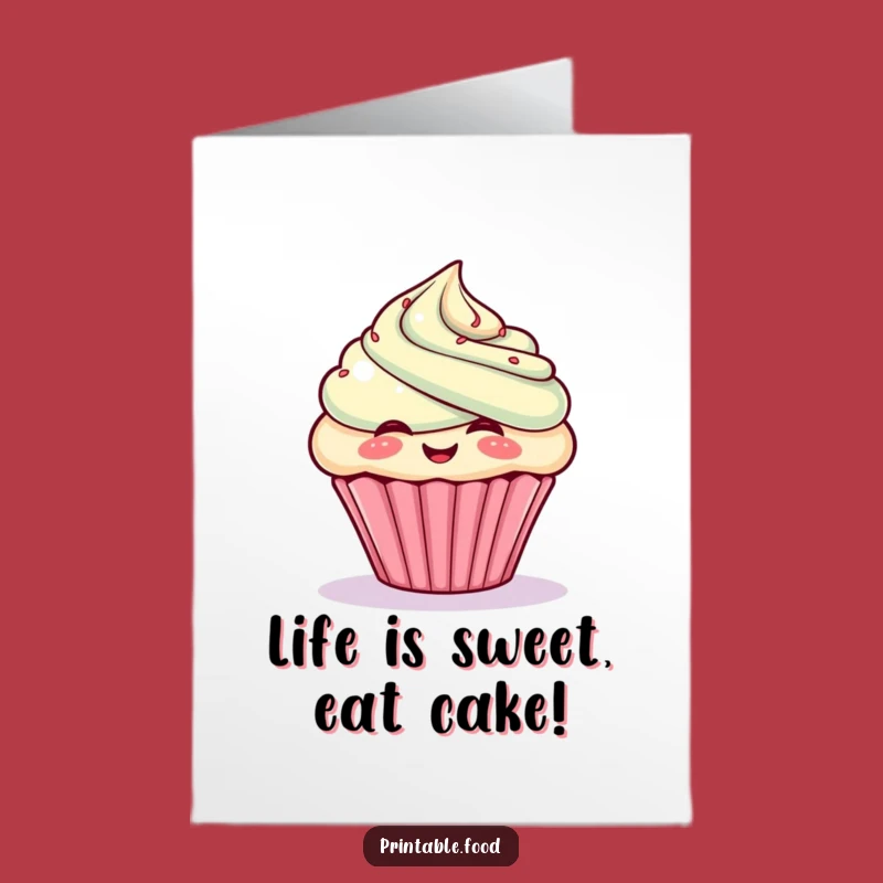 Free Printable Birthday Card: Giggling Cupcake Frosting Funny Downloadable Gift for Sweeties