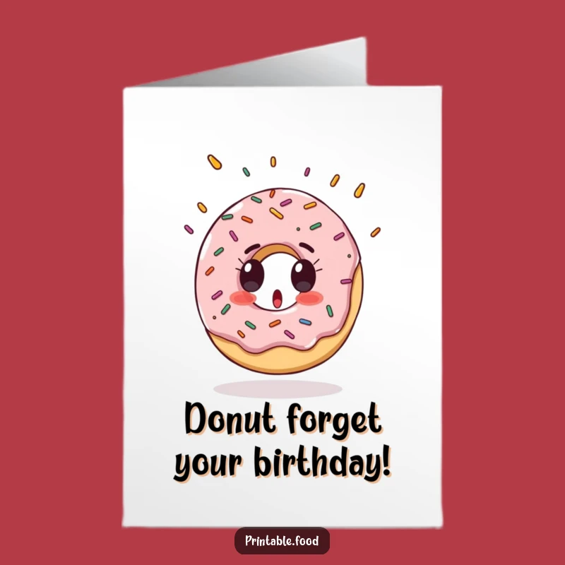 Free Printable Birthday Card: Surprised Donut Funny Downloadable Gift Sprinkle Surprise