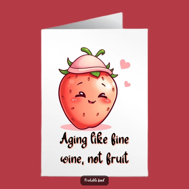 Free Printable Birthday Card: Winking Strawberry Hat Fun - Funny Downloadable Gift