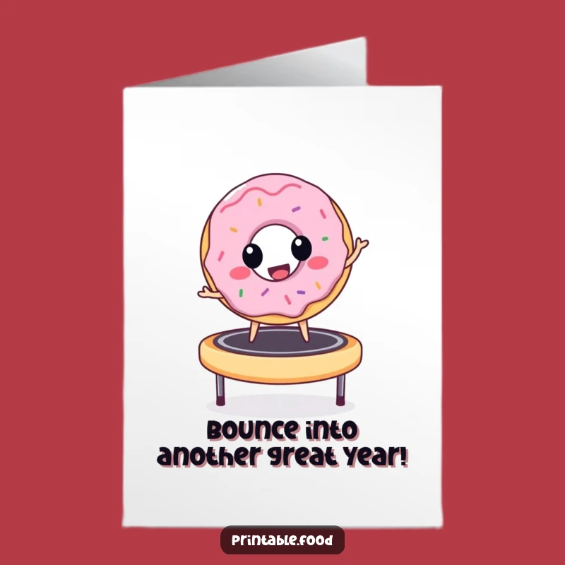 Free Printable Donut Trampoline Birthday Card: Funny Downloadable Gift for Joyful Celebrations
