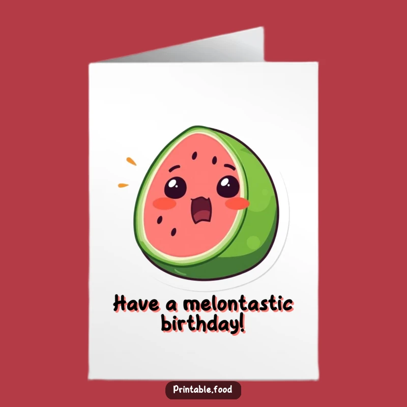 Free Printable Watermelon Birthday Card: Surprised Slice, Funny Downloadable Gift