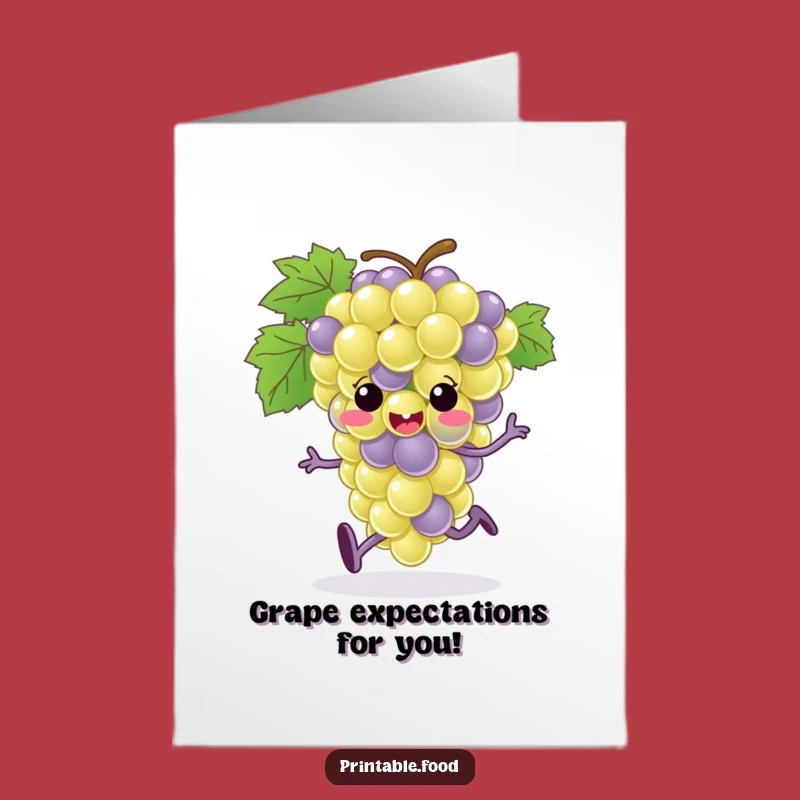Funny Free Printable Birthday Card: Running Grape Bunch, Hilarious Downloadable Gift!