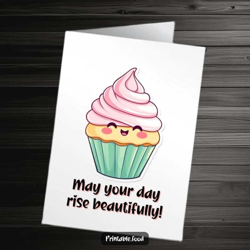 Funny Free Printable Birthday Card of a cupcake whose frosting is dramatically falling off, looking surprised.