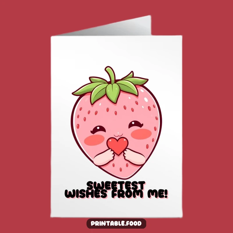 Sweet Free Printable Birthday Card: Shy Strawberry Heart - Downloadable Gift!