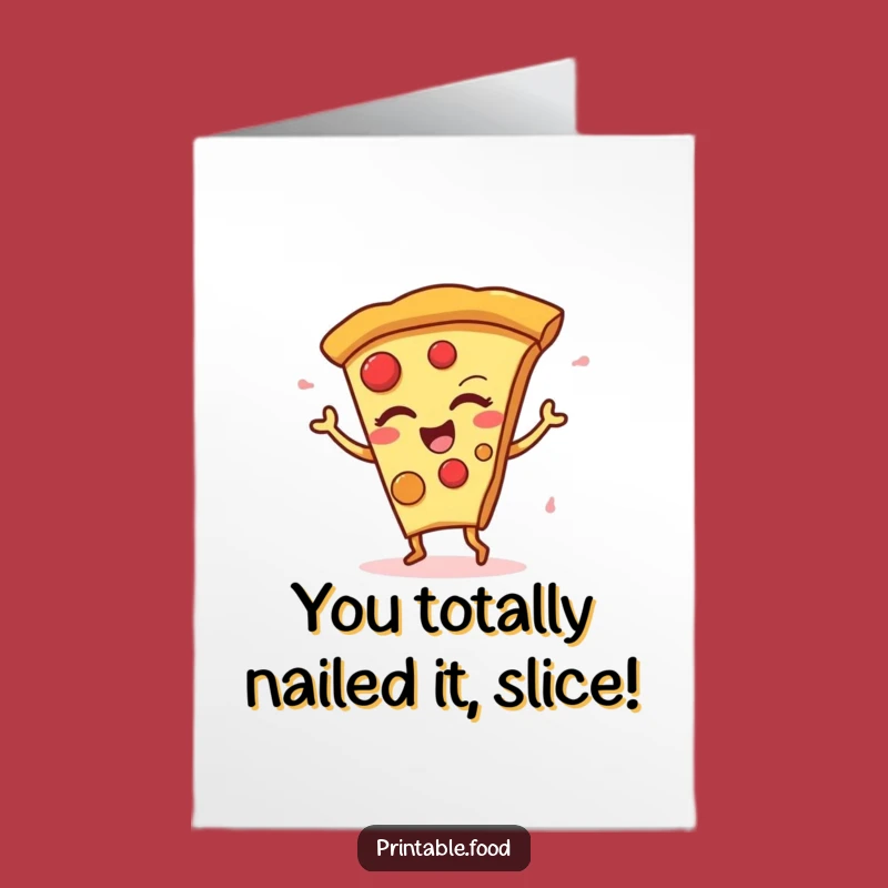 Free Printable Congrats Card: Dancing Pizza Celebration, Downloadable Gift for Awesome News