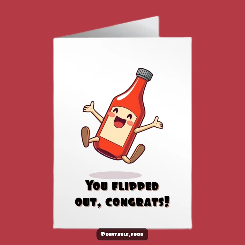 Free Printable Congrats Card: Ketchup Cartwheel Celebration, Downloadable