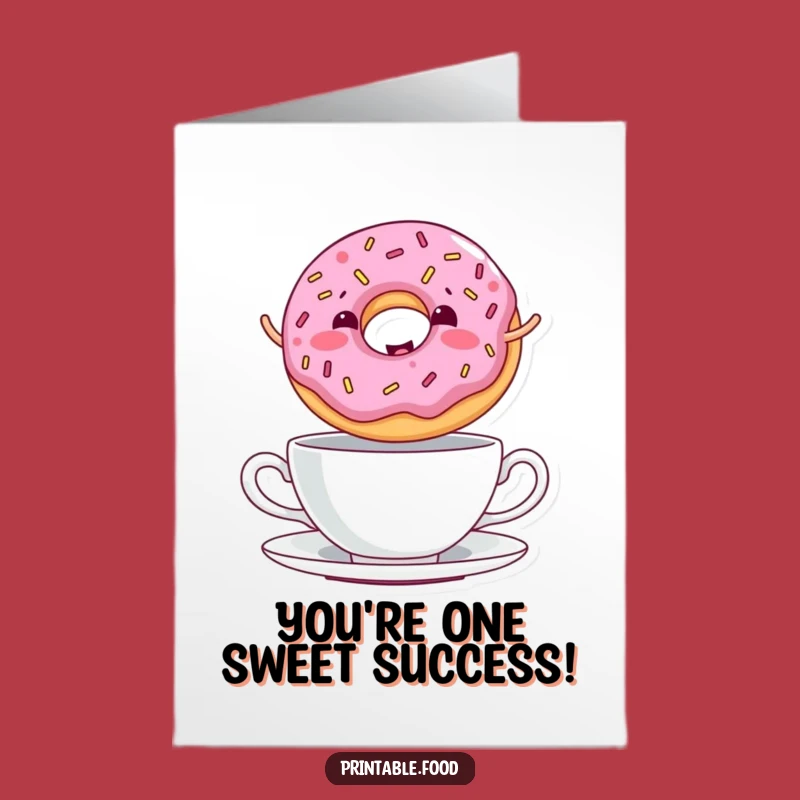 Free Printable Donut Congratulations Card: Joyful Donut Celebrating Your Win