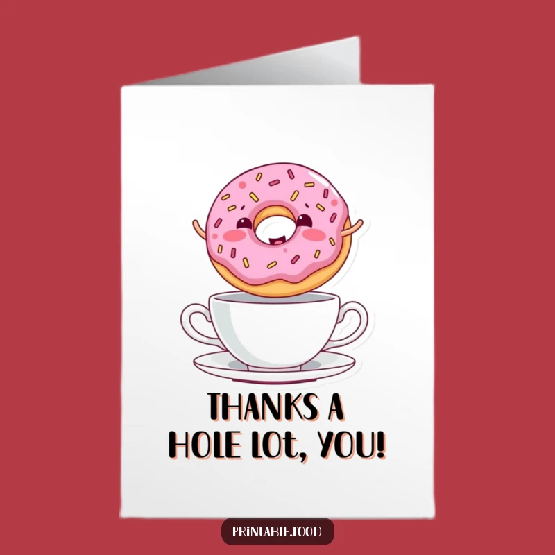 Free Printable Donut Thank You Card: Grateful Donut with Sprinkles