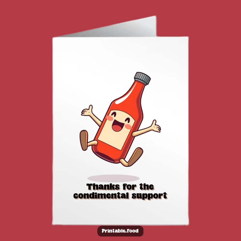 Free Printable Thank You Card: Ketchup Cartwheel Thanks, Downloadable