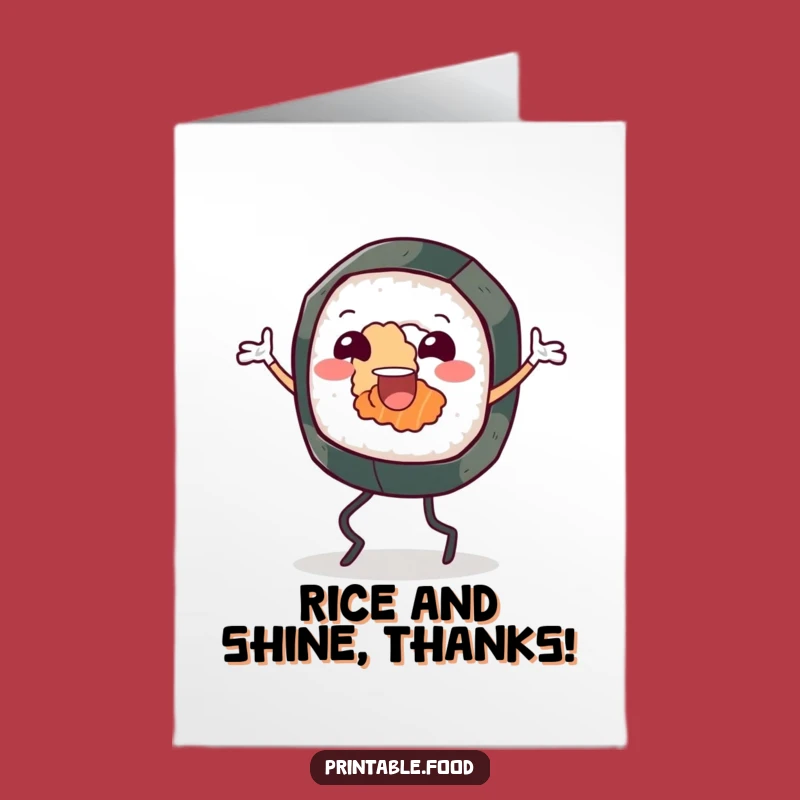 Free Printable Thank You Card: Sushi Roll Jigging for a Fun Downloadable Gift