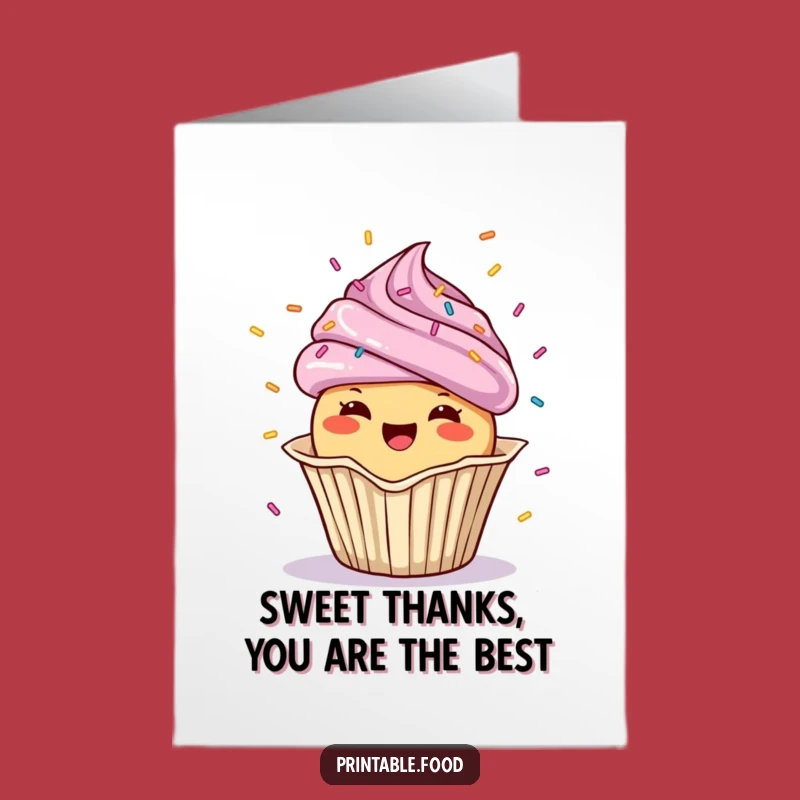 Free Printable Thank You Card: Cupcake Confetti Sweet Thanks Funny Downloadable Gift