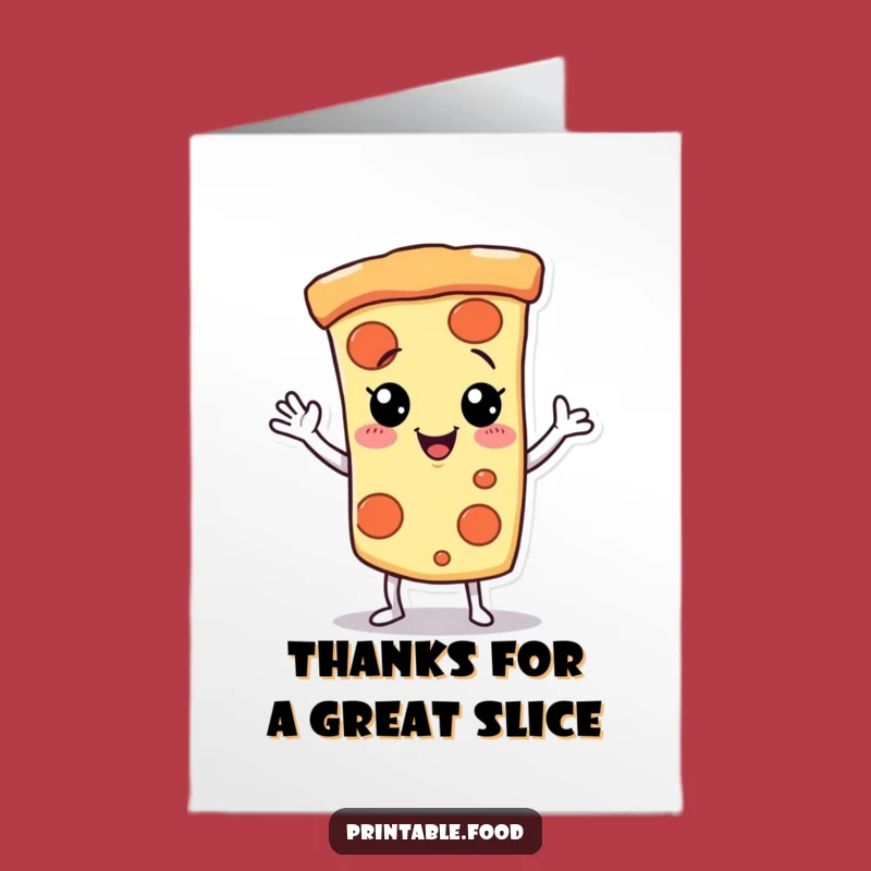 Free Printable Thank You Card: Dancing Pizza Funny Downloadable Gift Gratitude